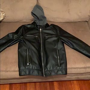 Leather Jacket with hoodie 2 in 1